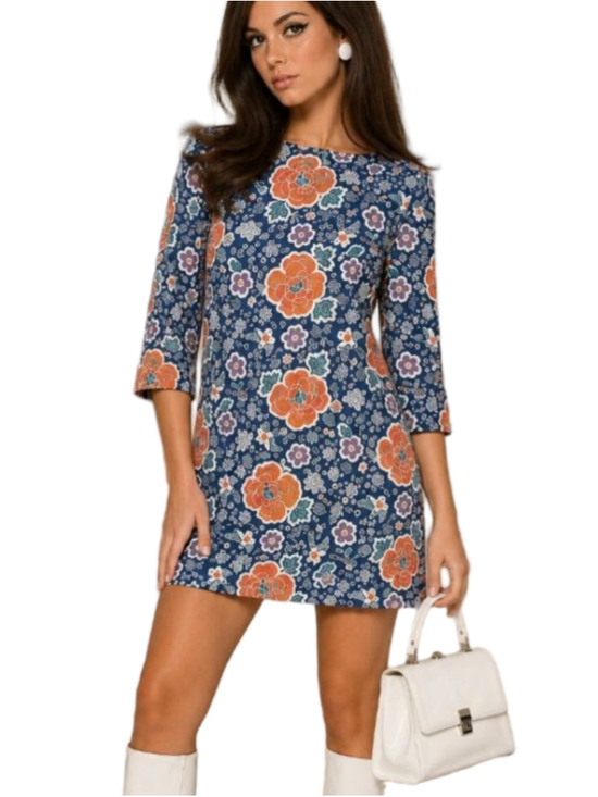 Old Navy Dresses & Skirts - OLD NAVY Bohemian Mini Floral Shift Dress Blue And Orange Size M